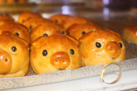 Golden Gate Cake Shop marzipan filled pig pastries