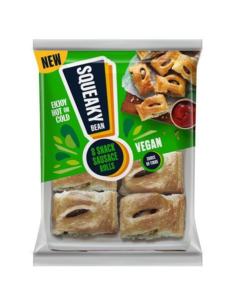 Squeaky Bean's new 8 Snack Sausage Rolls in packaging