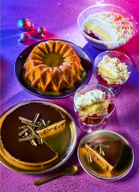 Golden Sponge Crown, Trifle, Billionaire Cheesecake