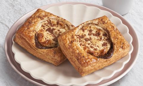 Two Tiramisu Danish pastries on a white plate