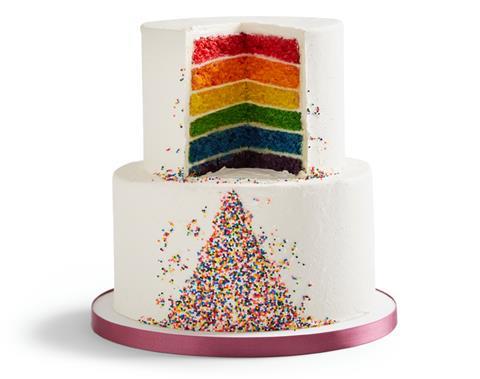 Rainbow Sprinkles Wedding Cake Sliced - The Hummingbird Bakery
