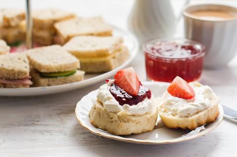 Afternoon tea with sandwiches and scones
