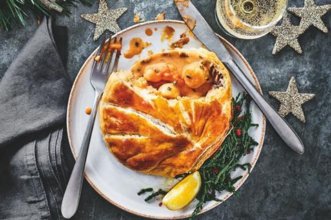 M&S seafood puffs have prawns and scallops in them with puff pastry