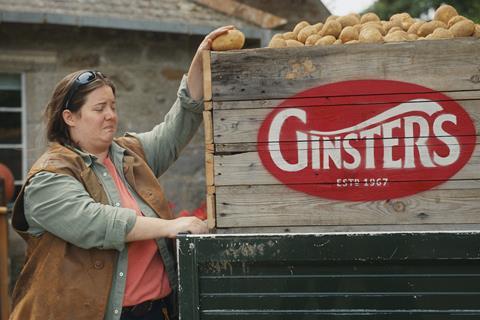 Ginsters Taste The Effort campaign with a farmer called Merryn and a cart load of potatoes