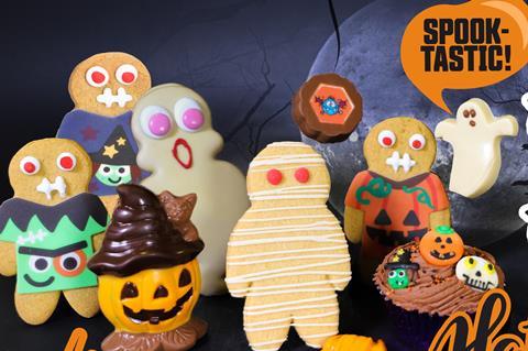 Birds Bakery's Halloween products include gingerbread characters and a spooky cupcake