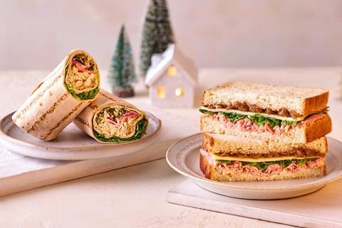 Sainsbury's - Shredded Turkey & Baconaise Wrap and Festive Ham Hock Sandwich - 2100x1400