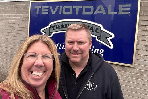 Paul and Katrina Allan outside the newly acquired Teviotdale Bakery in Dundee.  Murdoch Allan