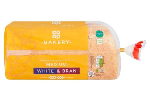 Co-op white and bran own label bread