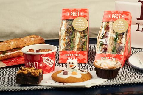 Pret Christmas range with sandwiches, gingerbread and mince pies
