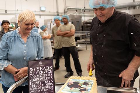 Pipp & Co - Paul Chambers and his wife Vicki are presented with a cake celebrating Paul's 50 year in baking anniversary - 2100x1400