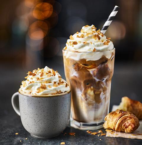 M&S Cafe Iced Almond Croissant Latte Hot Almond Croissant Latte
