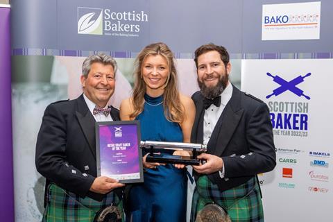 André Sarafilovic with Talia and Sean at the Scottish Bakers awards in 2022/23