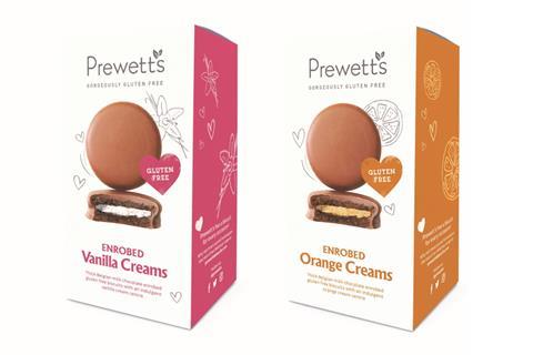 Prewetts gluten free enrobed chocolate biscuits in packaging