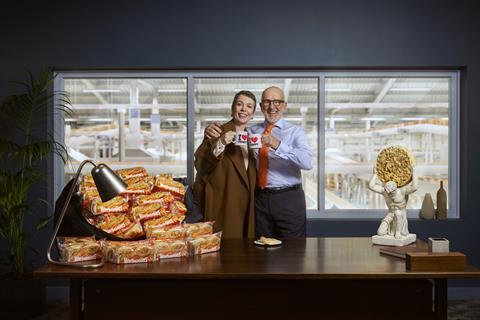 Olivia Colman in Warburtons crumpet advert with Jonathan Warburton 2