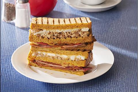 Waitrose Heston full english sandwich features baked beans, sausage, egg, bacon and ketchup