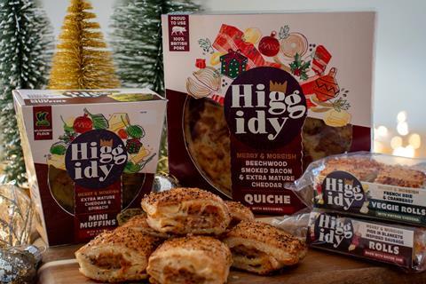 Higgidy festive veggie rolls, quiche, and mini muffins