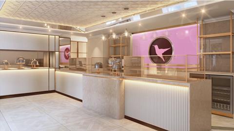 Inside the new look Hummingbird Bakery shop on Old Brompton Road