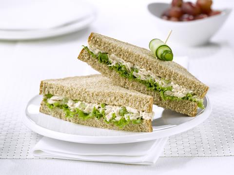 A chicken and lettuce sandwich