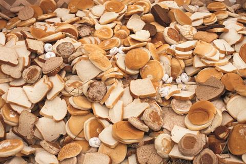 waste bread and baked goods in a pile