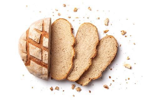 Sliced bread on a white background