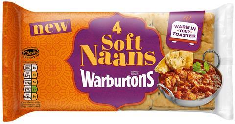 Warburtons Toaster Naans in packaging