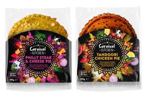 Carnival Kitchen Philly Steak and Tandoori Chicken Pies