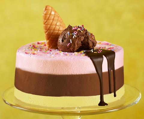 Asda Neapolitan Cake with ice cream decorations
