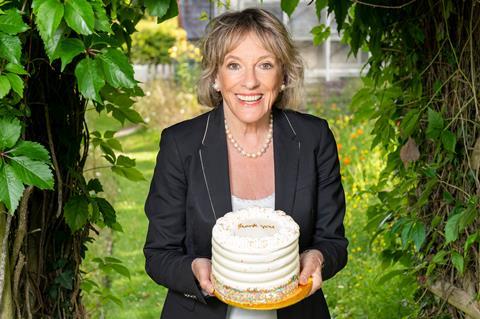 Dame Esther Rantzen unveils the Patisserie Valerie Thank You cake