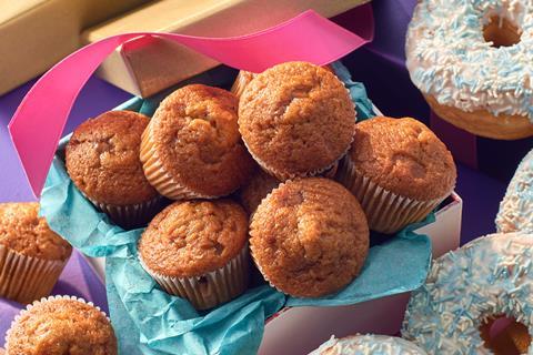 Sticky Toffee Muffins in a blue box