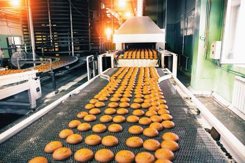 Biscuits on a production line