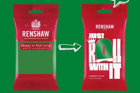 Renshaw green fondant in previous packaging and new packaging