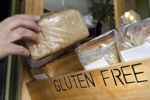 Gluten-free bread loaves in a wooden box