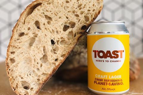 Toast Ale lager with bread