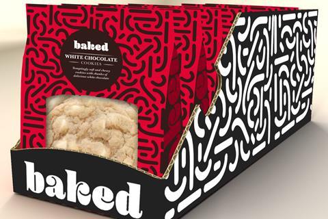 Baked white chocolate cookies by Rich Products in packaging