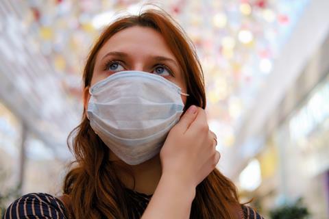 Woman wearing face mask