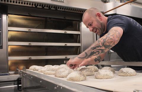 Daniel Girling scoring dough