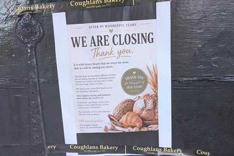 British Baker - Sign on door of Coughlans Bakery shop in Godstone, Surrey