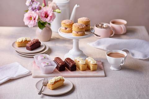 Fiona Cairns afternoon tea cakes on a cake stand
