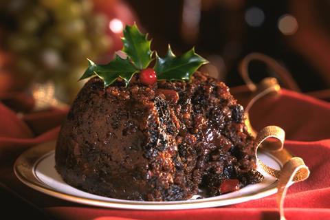Christmas pudding with holly on top