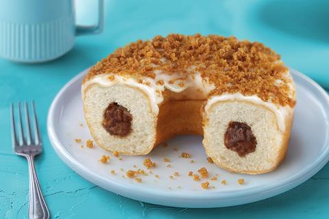 Cinnabon doughnut on a plate