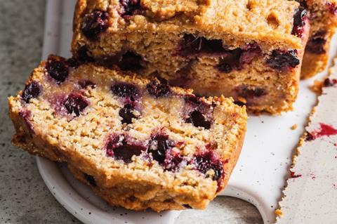 Blueberry cake sliced