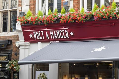 Pret A Manger storefront in Carnaby Street, London