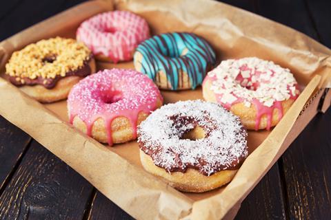 A box of six glazed doughnuts
