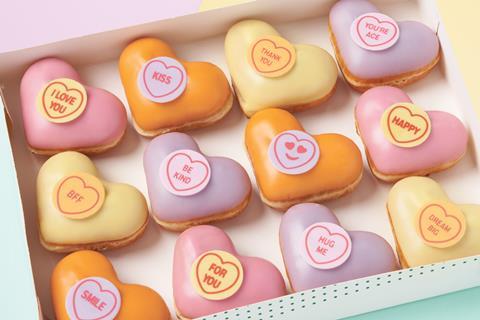 Krispy Kreme and Love Hearts Valentine's doughnuts