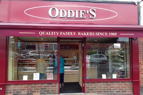 Outside Oddie's shop in Pike Hill