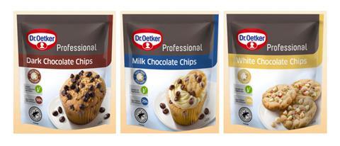 Dark, milk and white chocolate chips by Dr. Oetker Professional.