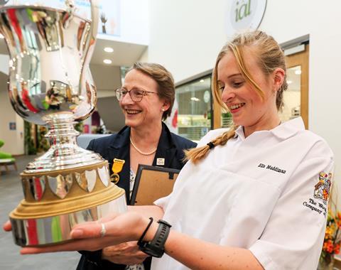 Coleg Cambria - Ella Muddiman sees her name engraved on the prestigious Hugh Weeks Award trophy