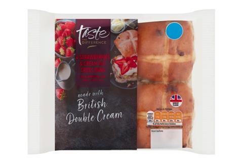 Sainsbury's Taste the Difference Strawberries & Cream hot cross buns