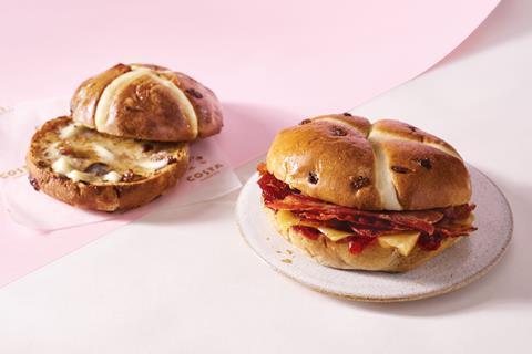 Costa Coffee - Bacon, Mature Cheddar and Chilli Jam Hot Cross Bun - 2100x1400