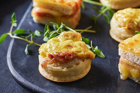 The Mini Ham Hock and Cheddar crumpets are part of Tesco's Christmas party food range